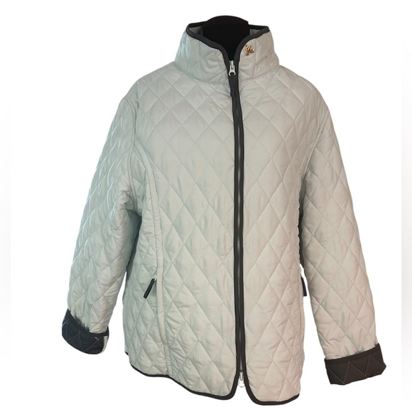 John Partridge Full Zip Quilted Chore Jacket Womens Size XL Pale Teal/gray - Picture 1 of 9
